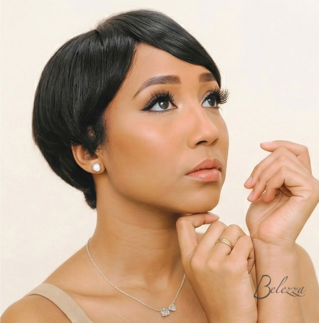 Watermarked - Nisha Short Pixie Wig – 100% Virgin Human Hair