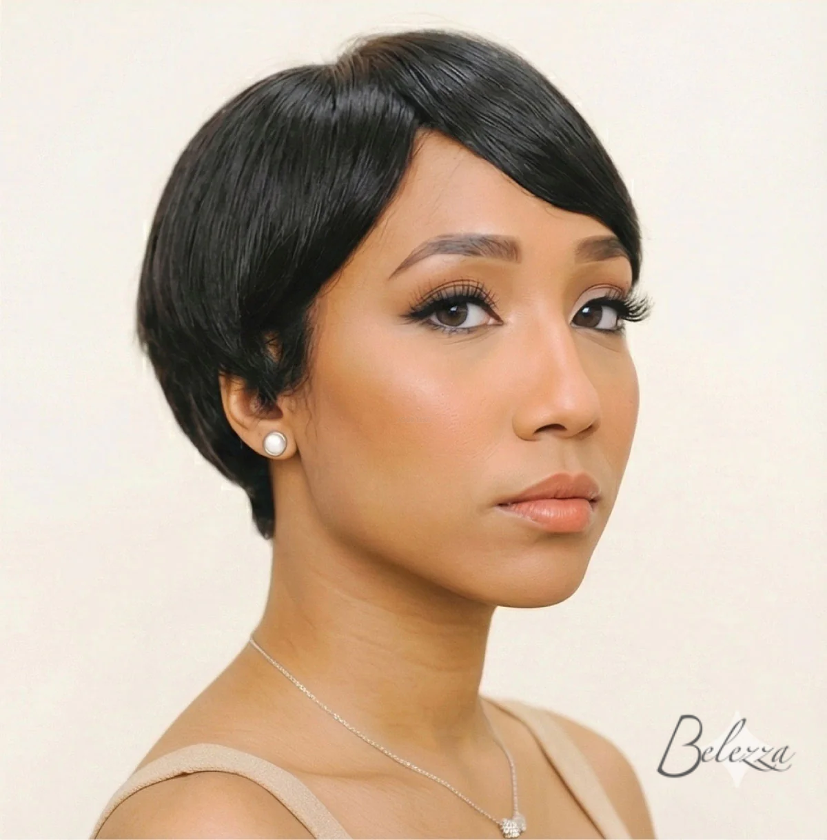 Watermarked - Nisha Short Pixie Wig – 100% Virgin Human Hair