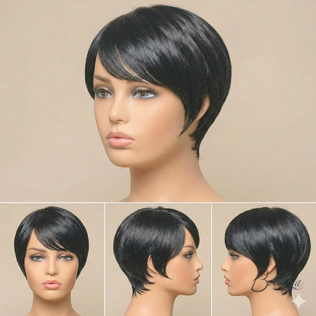 Watermarked - Nisha Short Pixie Wig – 100% Virgin Human Hair